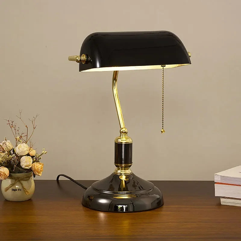 BANKO – Lampe Banquier Rétro en Verre, Cuivre Antique