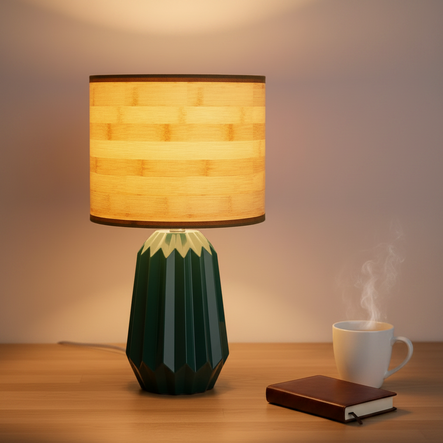 OLIVA – Lampe de Chevet Céramique et Abat-Jour en Lin
