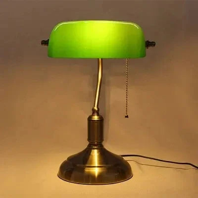BANKO – Lampe Banquier Rétro en Verre, Cuivre Antique