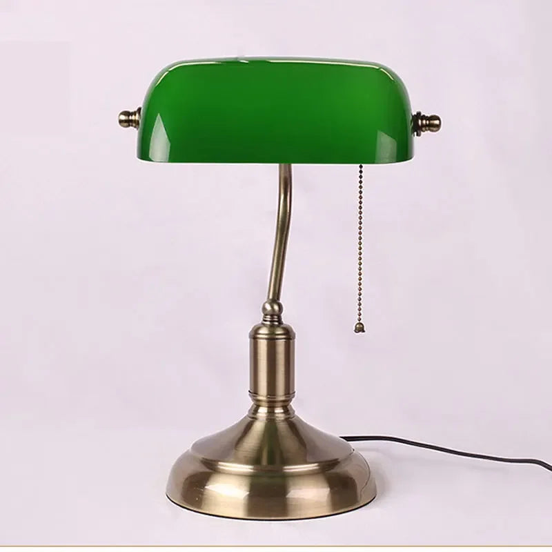 BANKO – Lampe Banquier Rétro en Verre, Cuivre Antique