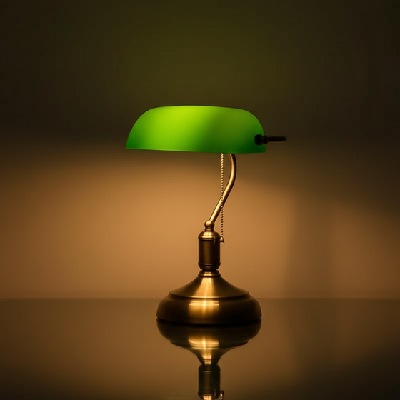 BANKO – Lampe Banquier Rétro en Verre, Cuivre Antique